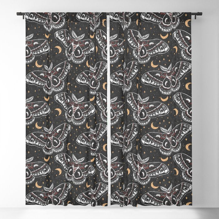 Celestial Cecropia - Black red & gold Window Curtain Gallery Image 5