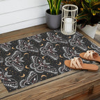 Celestial Cecropia - Black red & gold Outdoor Rug Gallery Image 2