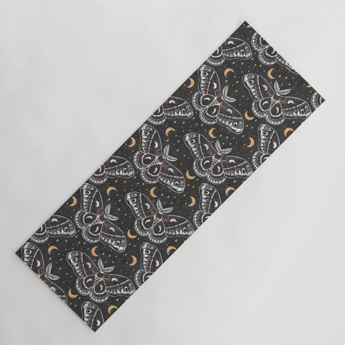 Celestial Cecropia - Black red & gold Yoga Mat Gallery Image 1
