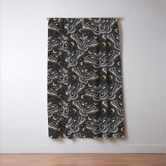 Celestial Cecropia - Black red & gold Window Curtain Gallery Image 3