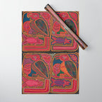 Birds and Fish Vintage Mola Textile Wrapping Paper Gallery Image 1