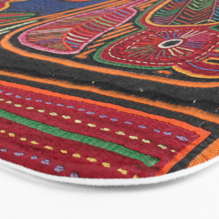 Birds and Fish Vintage Mola Textile Bath Mat Gallery Image 3