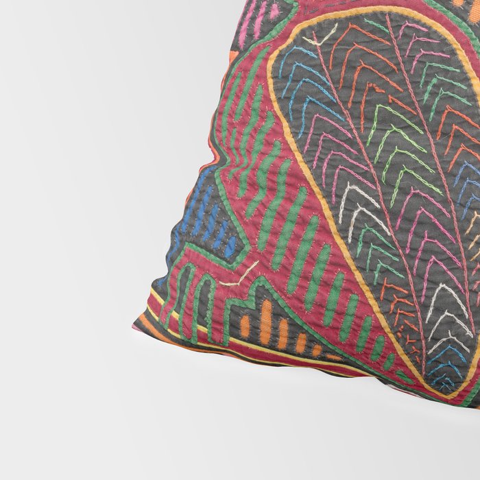 Birds and Fish Vintage Mola Textile Pillow Sham Gallery Image 4