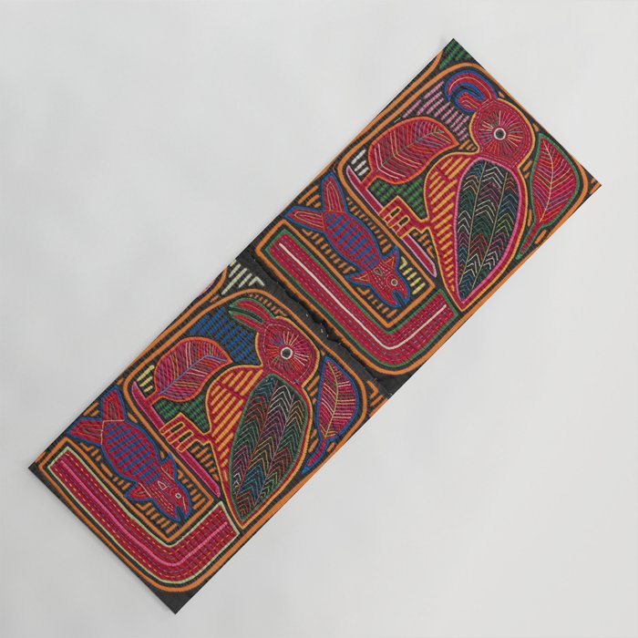Birds and Fish Vintage Mola Textile Yoga Mat Gallery Image 1