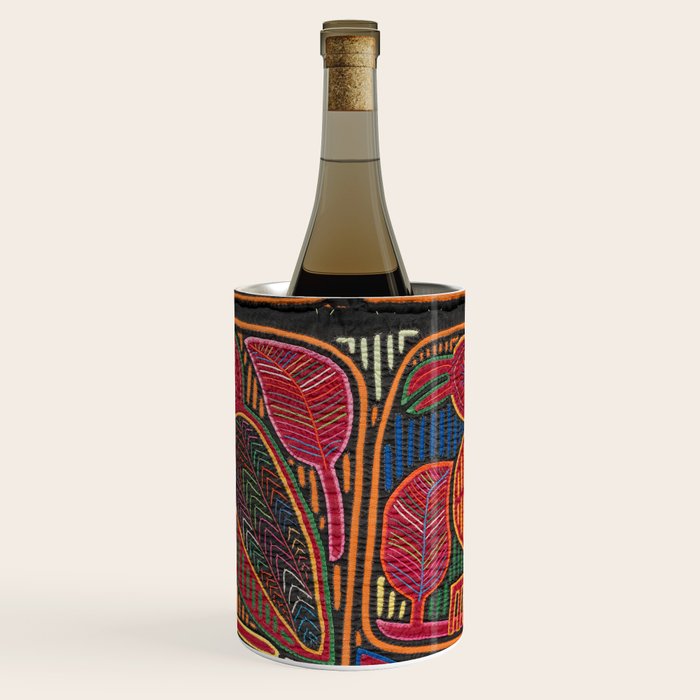 Birds and Fish Vintage Mola Textile Wine Chiller Gallery Image 1