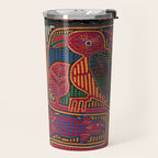 Birds and Fish Vintage Mola Textile Travel Mug Gallery Image 2