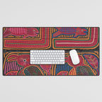 Birds and Fish Vintage Mola Textile Desk Mat Gallery Image 1