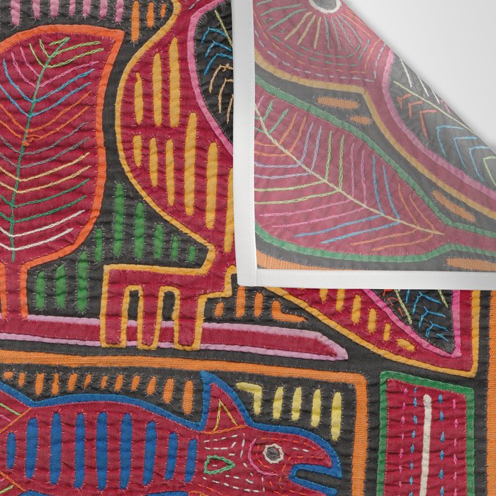 Birds and Fish Vintage Mola Textile Wall Tapestry Gallery Image 3