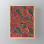 Birds and Fish Vintage Mola Textile Mini Art Print Gallery Image 1