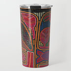 Birds and Fish Vintage Mola Textile Travel Mug Gallery Image 1