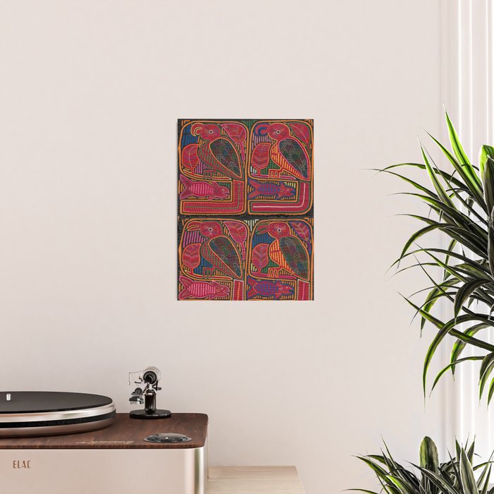 Birds and Fish Vintage Mola Textile Poster Gallery Image 2