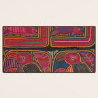Birds and Fish Vintage Mola Textile Desk Mat Gallery Image 3