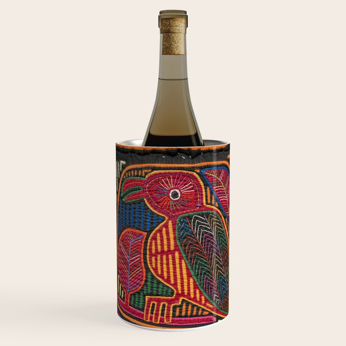 Birds and Fish Vintage Mola Textile Wine Chiller Gallery Image 3