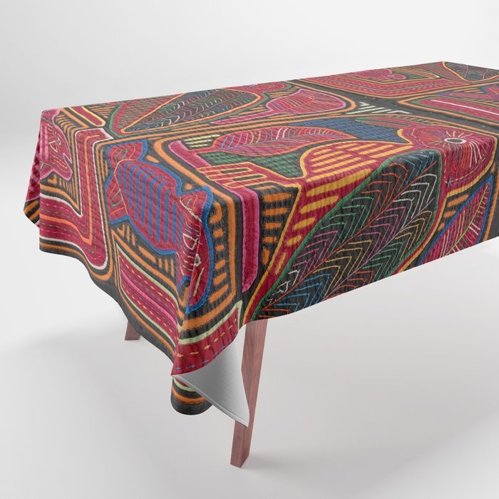 Birds and Fish Vintage Mola Textile Tablecloth Gallery Image 1