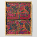 Birds and Fish Vintage Mola Textile Serving Tray Gallery Image 1