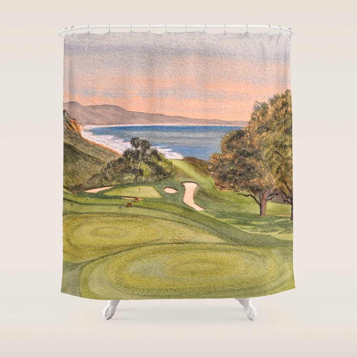 Torrey Pines South Golf Course Hole 6 Shower Curtain Gallery Image 1