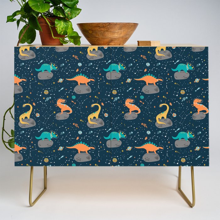 Dinosaurs Floating on an Asteroid Credenza Gallery Image 1