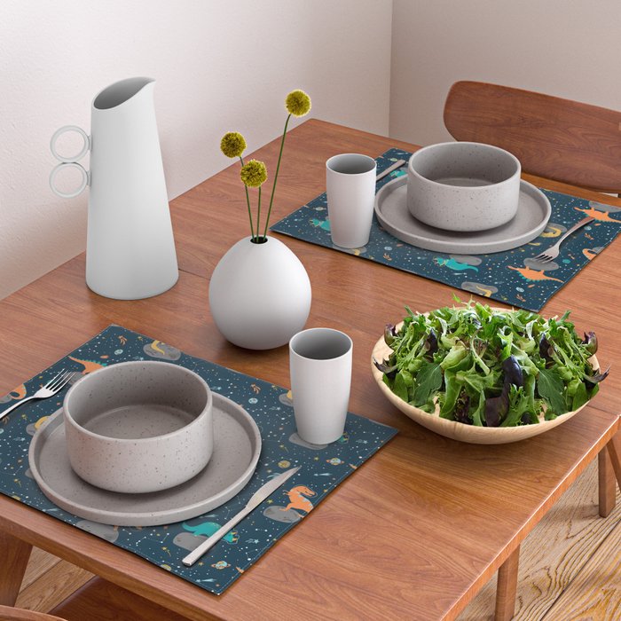 Dinosaurs Floating on an Asteroid Placemat Gallery Image 2