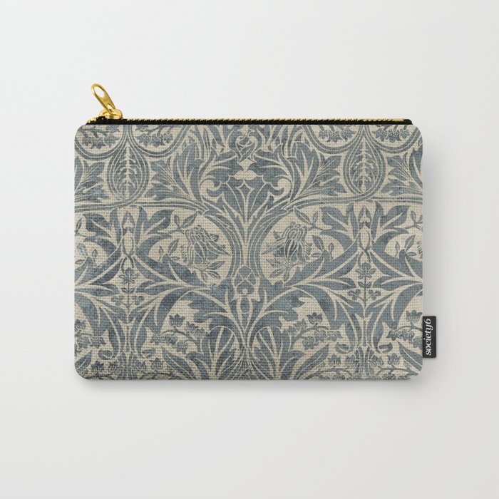 William Morris Vintage Bluebell Blue Sea Green Vellum Carry All Pouch Gallery Image 1