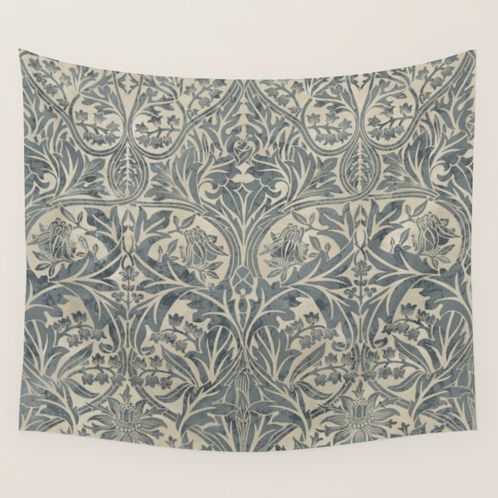 William Morris Vintage Bluebell Blue Sea Green Vellum Wall Tapestry Gallery Image 4