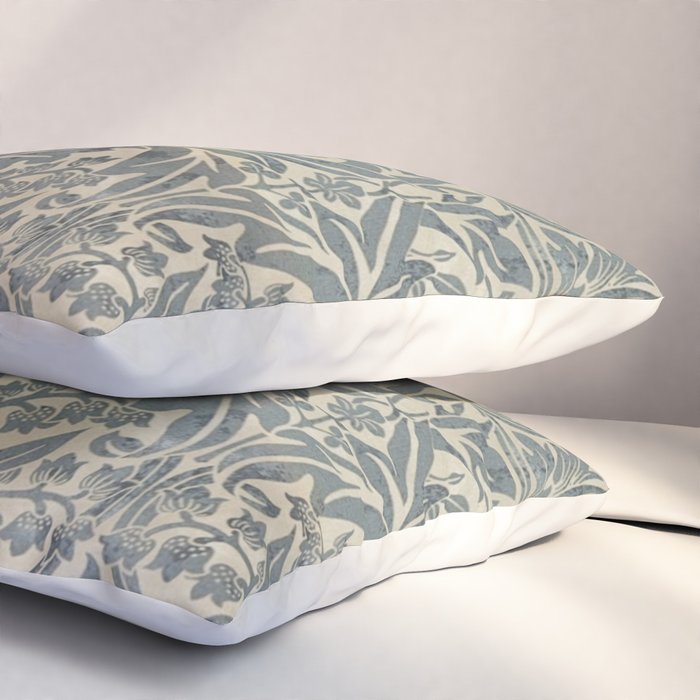 William Morris Vintage Bluebell Blue Sea Green Vellum Pillow Sham Gallery Image 3