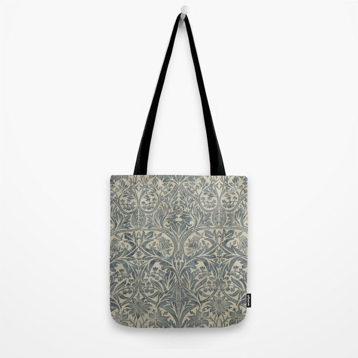 William Morris Vintage Bluebell Blue Sea Green Vellum Tote Bag Gallery Image 2