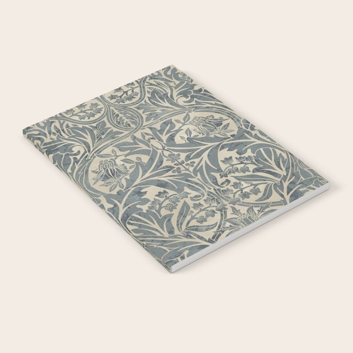 William Morris Vintage Bluebell Blue Sea Green Vellum Notebook Gallery Image 1