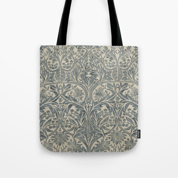 William Morris Vintage Bluebell Blue Sea Green Vellum Tote Bag Gallery Image 1