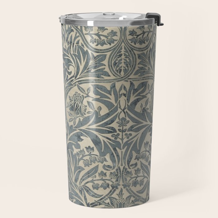William Morris Vintage Bluebell Blue Sea Green Vellum Travel Mug Gallery Image 2
