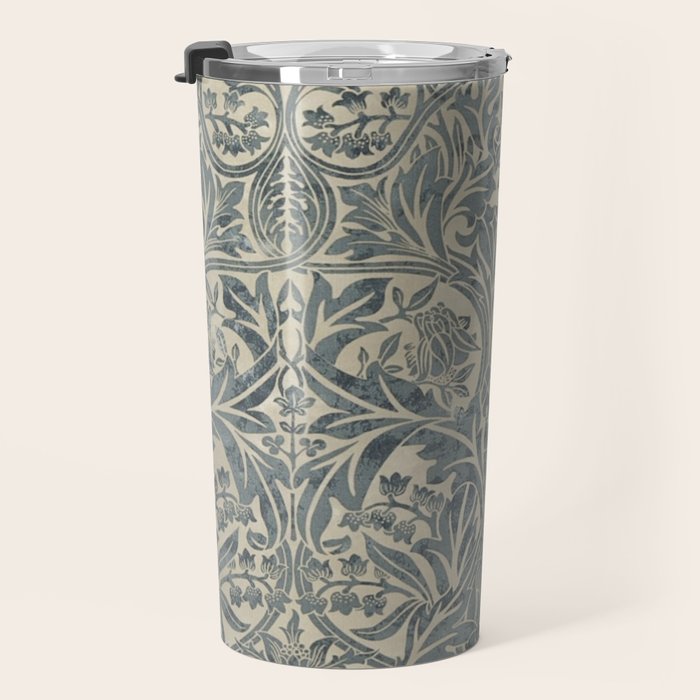 William Morris Vintage Bluebell Blue Sea Green Vellum Travel Mug Gallery Image 3