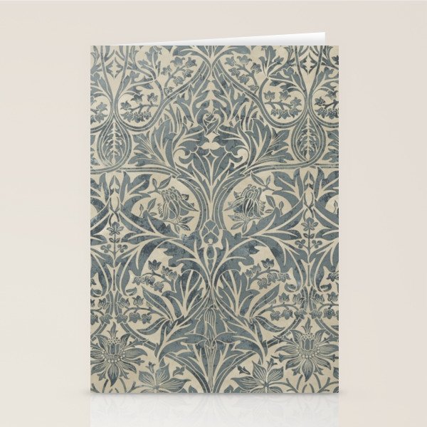 William Morris Vintage Bluebell Blue Sea Green Vellum Stationery Card Gallery Image 2