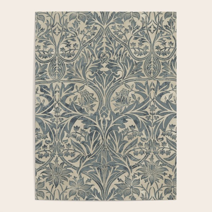 William Morris Vintage Bluebell Blue Sea Green Vellum Poster Gallery Image 4