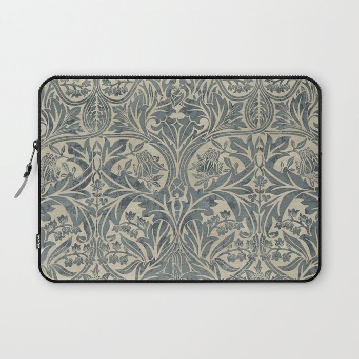 William Morris Vintage Bluebell Blue Sea Green Vellum Laptop Sleeve Gallery Image 1