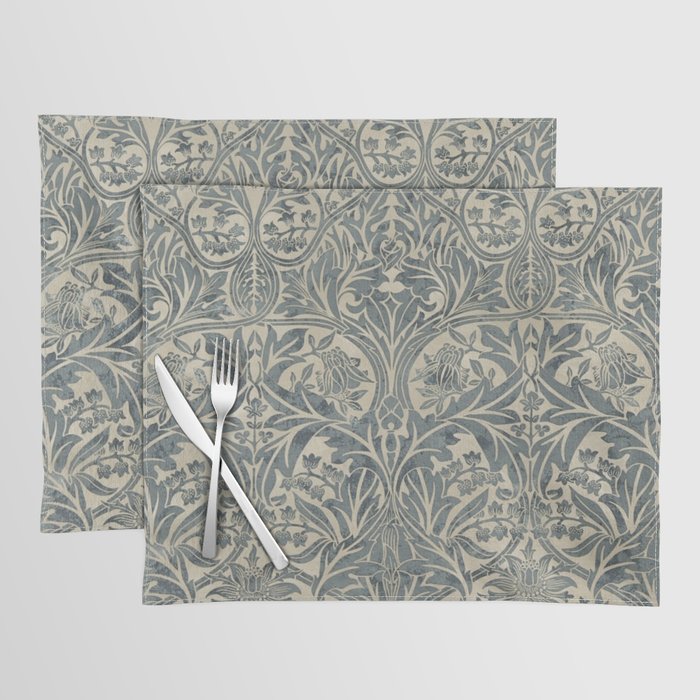 William Morris Vintage Bluebell Blue Sea Green Vellum Placemat Gallery Image 1