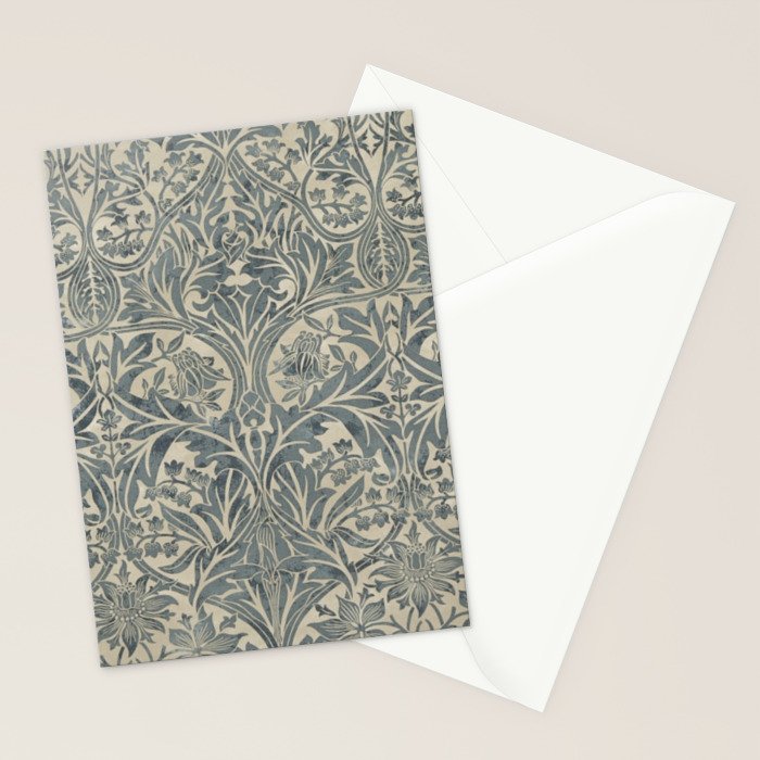 William Morris Vintage Bluebell Blue Sea Green Vellum Stationery Card Gallery Image 2