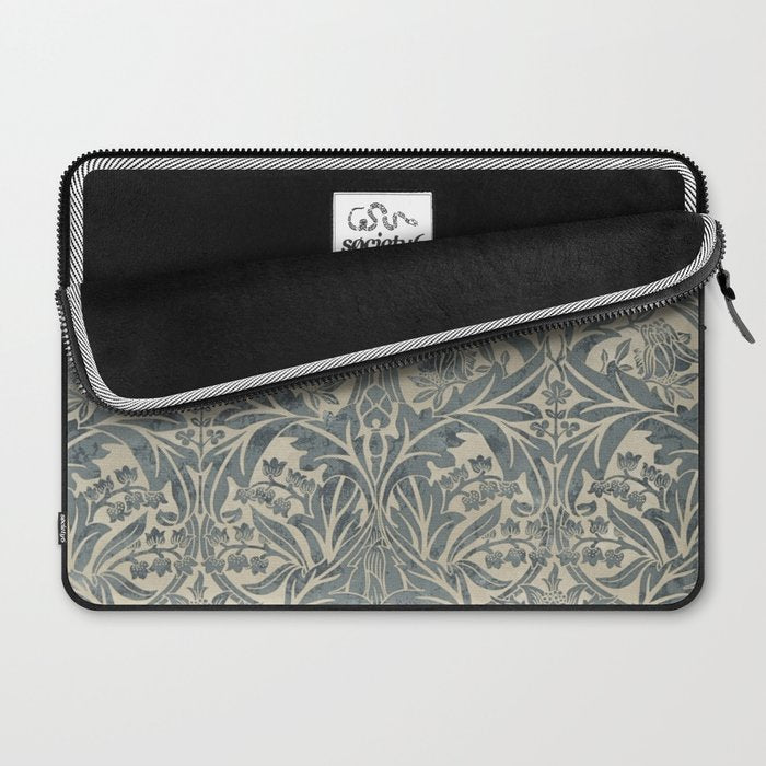 William Morris Vintage Bluebell Blue Sea Green Vellum Laptop Sleeve Gallery Image 2