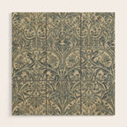 William Morris Vintage Bluebell Blue Sea Green Vellum Wood Wall Art Gallery Image 1