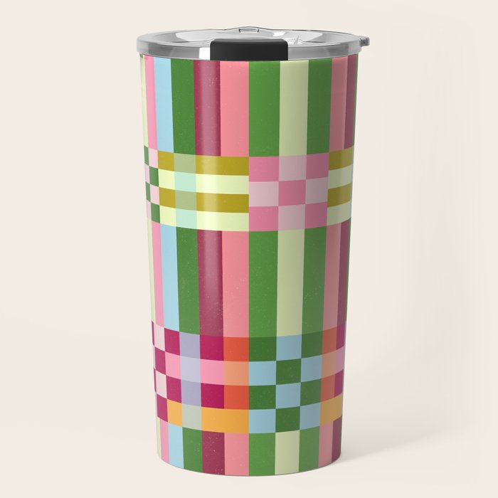  Woven Checks and Stripes - Festive Multi Travel Mug Gallery Image 1