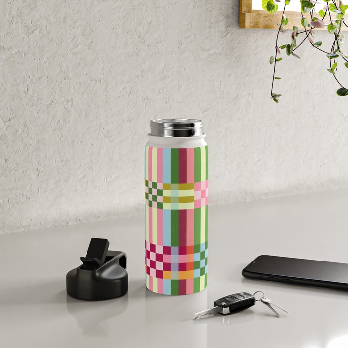  Woven Checks and Stripes - Festive Multi Water Bottle Gallery Image 4
