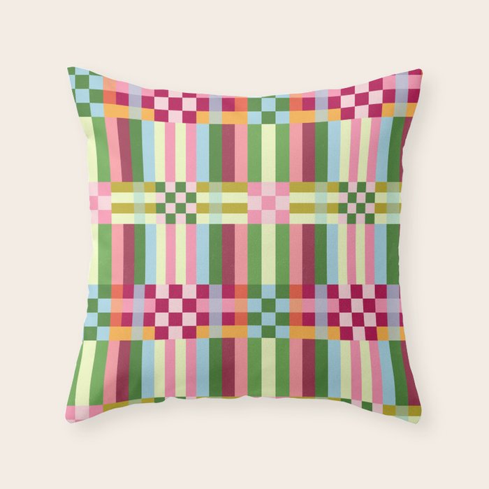  Woven Checks and Stripes - Festive Multi Throw Pillow Gallery Image 3