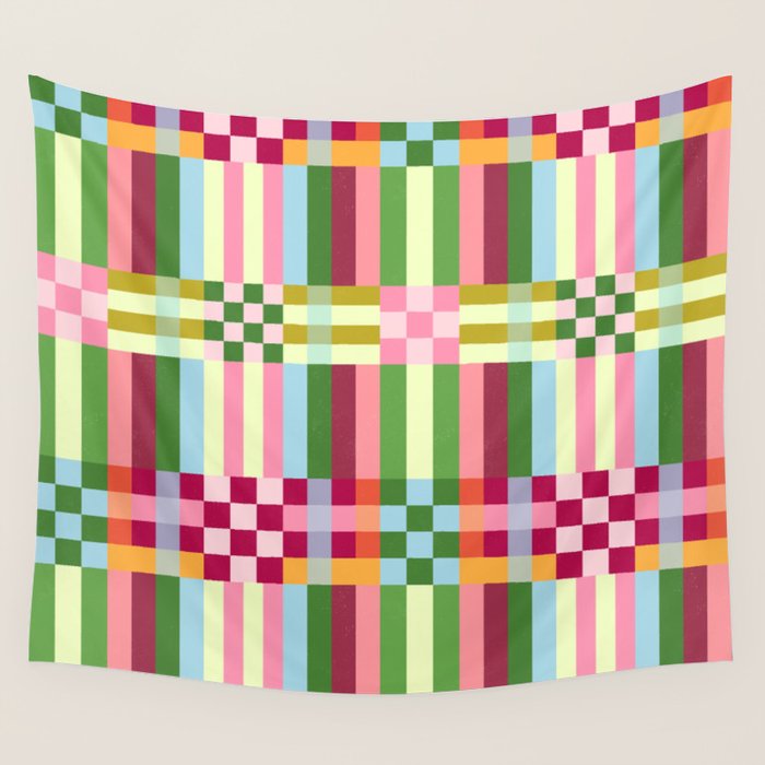  Woven Checks and Stripes - Festive Multi Wall Tapestry Gallery Image 4