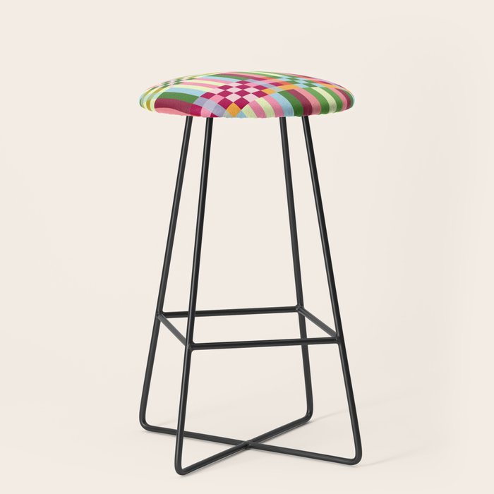  Woven Checks and Stripes - Festive Multi Stool Gallery Image 1