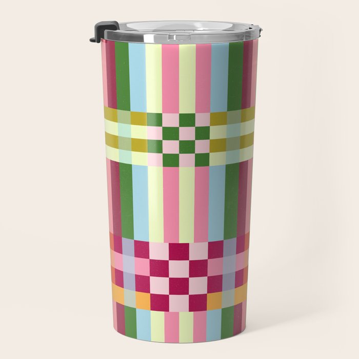  Woven Checks and Stripes - Festive Multi Travel Mug Gallery Image 3