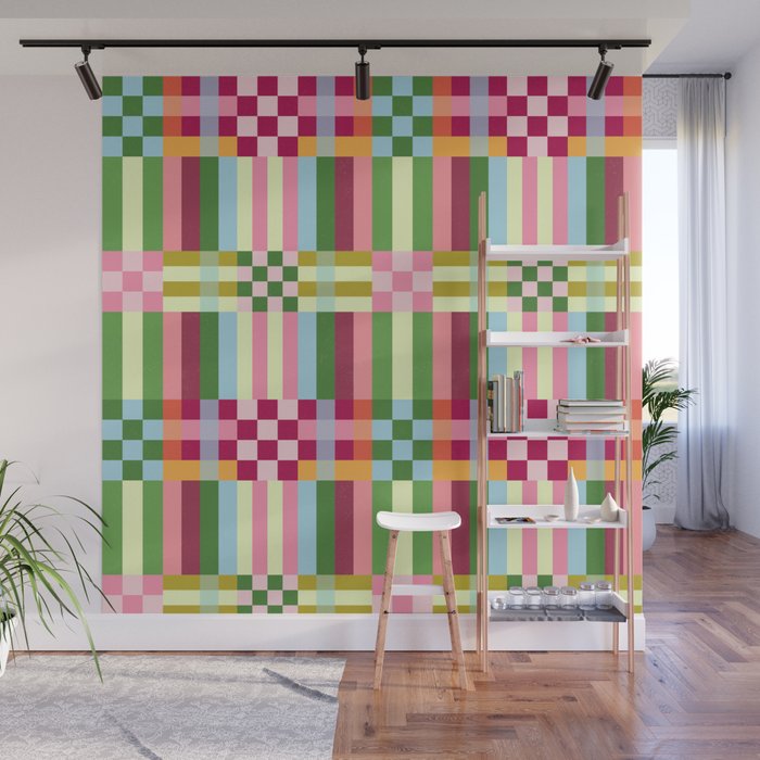  Woven Checks and Stripes - Festive Multi Wall Mural Gallery Image 1