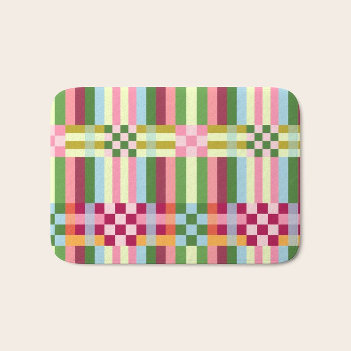  Woven Checks and Stripes - Festive Multi Bath Mat Gallery Image 1