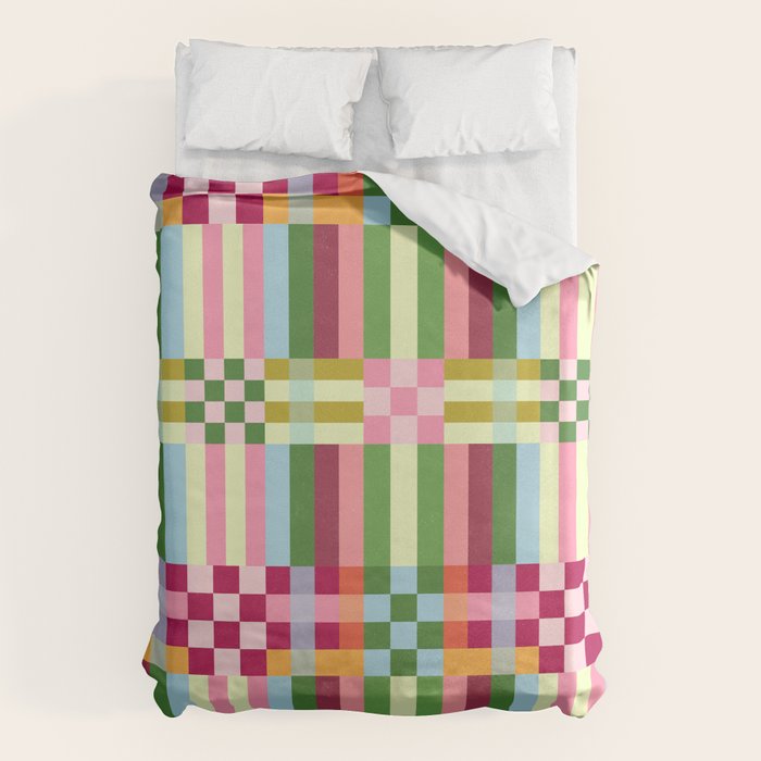  Woven Checks and Stripes - Festive Multi Duvet Cover Gallery Image 1