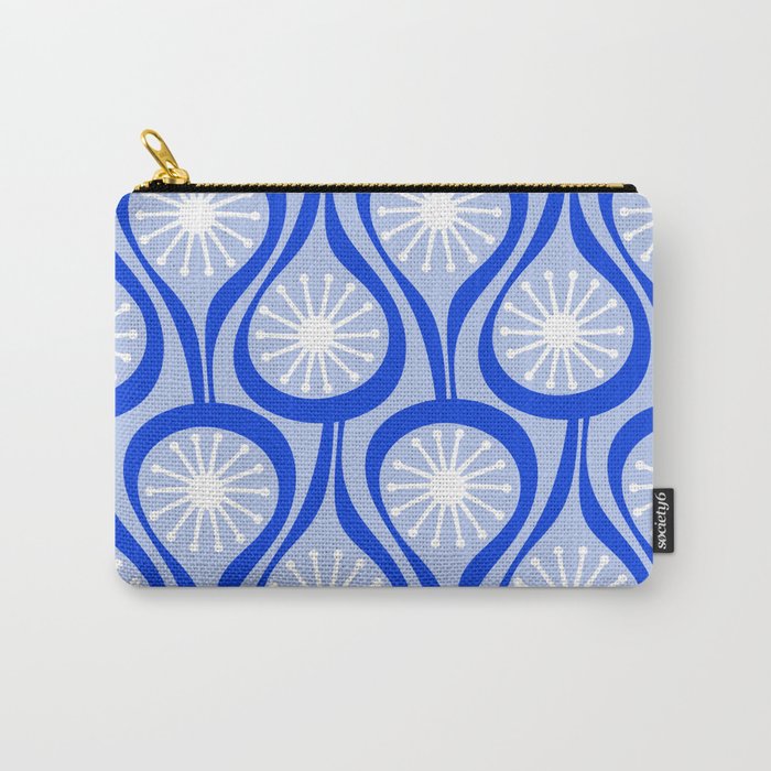 Mid Century Modern Atomic Drops Light Blue Royal Blue Carry All Pouch Gallery Image 1