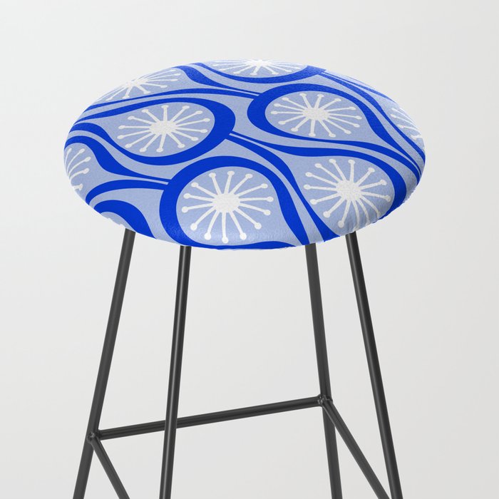 Mid Century Modern Atomic Drops Light Blue Royal Blue Stool Gallery Image 2