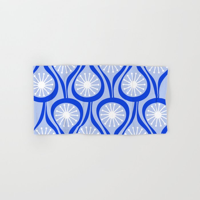 Mid Century Modern Atomic Drops Light Blue Royal Blue Bath Towel Gallery Image 1