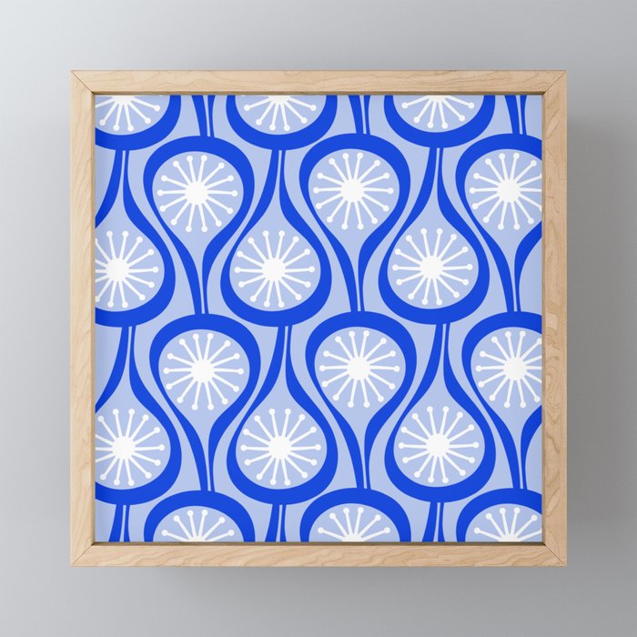 Mid Century Modern Atomic Drops Light Blue Royal Blue Mini Art Print Gallery Image 1